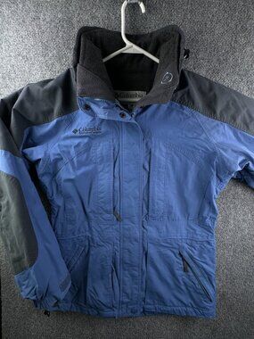 Columbia Core Interchange Women’s Blue Winter Jacket Fleece Lined Zip Up Whammy